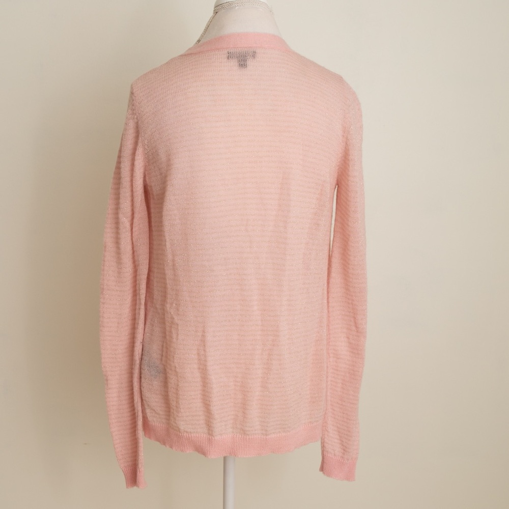 Pink with Gold Metallic Thread Cardigan - Picture 4 of 4